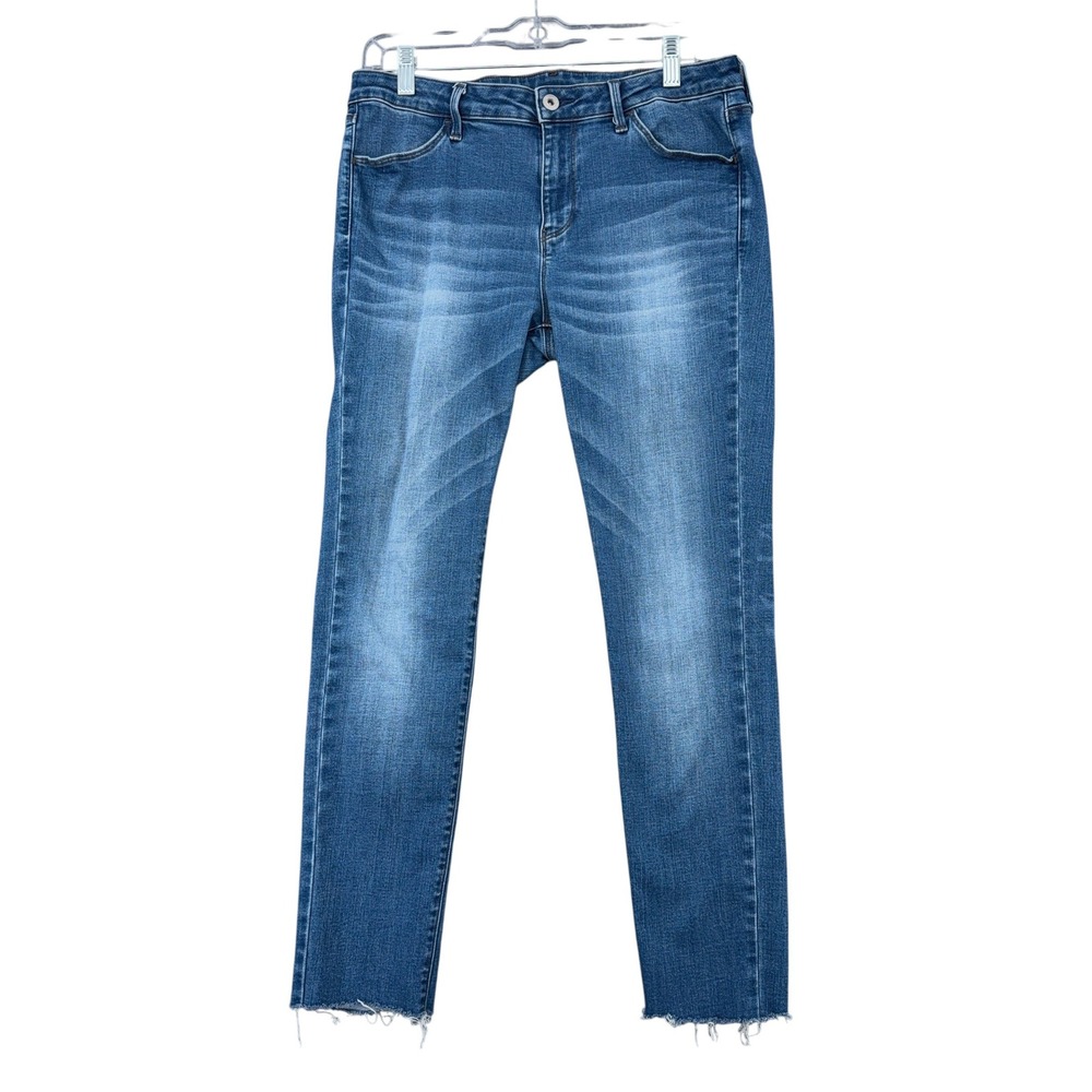 Uniqlo‎ UJ Ultra Stretch Skinny Jeans Womens  Blue Raw Hem Size 10